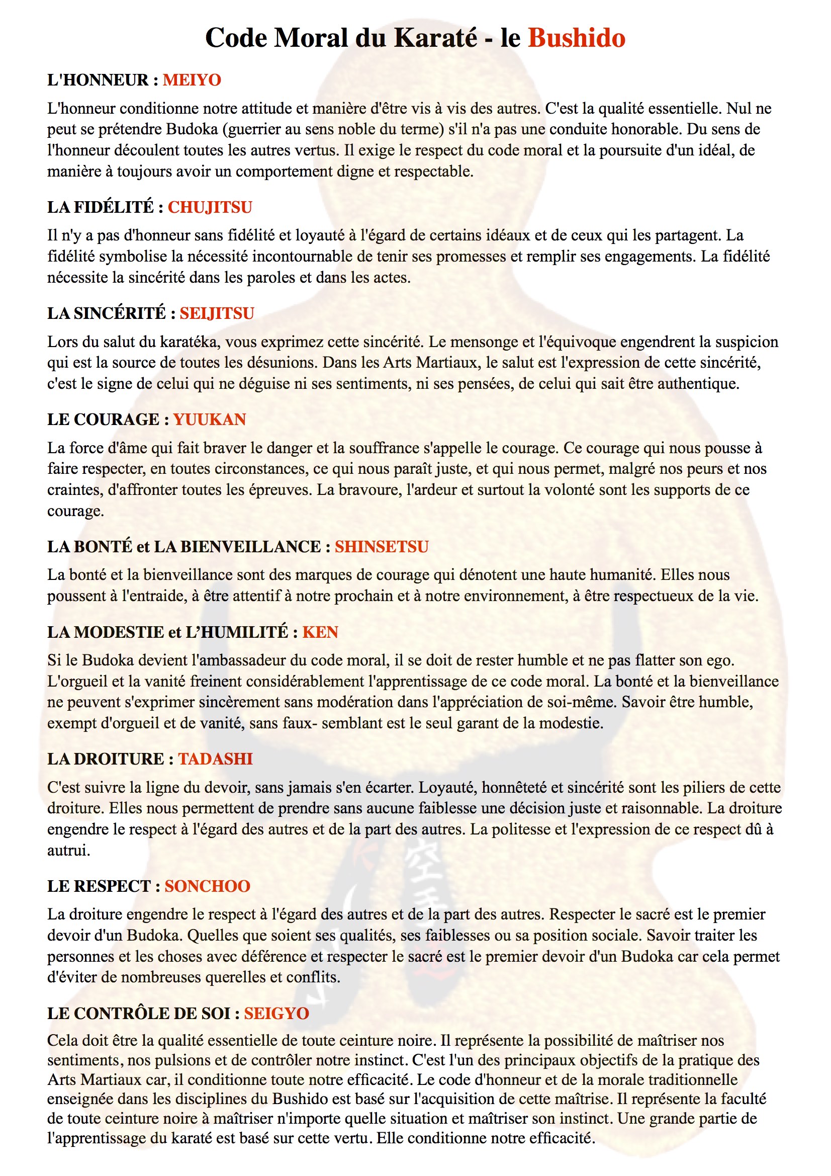 code moral texte
